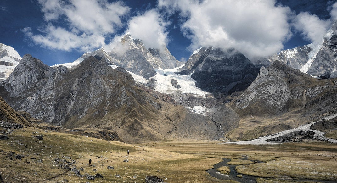 Approaching the Cordillera Huayhuash's inner sanctuary, Laguna Cahuacocha, on day two. Peru's Cordillera Huayhuash boasts the highest concentration of 19, 000-foot-plus peaks in the world, outside of the Himalaya. Photo by Brian Donnelly.