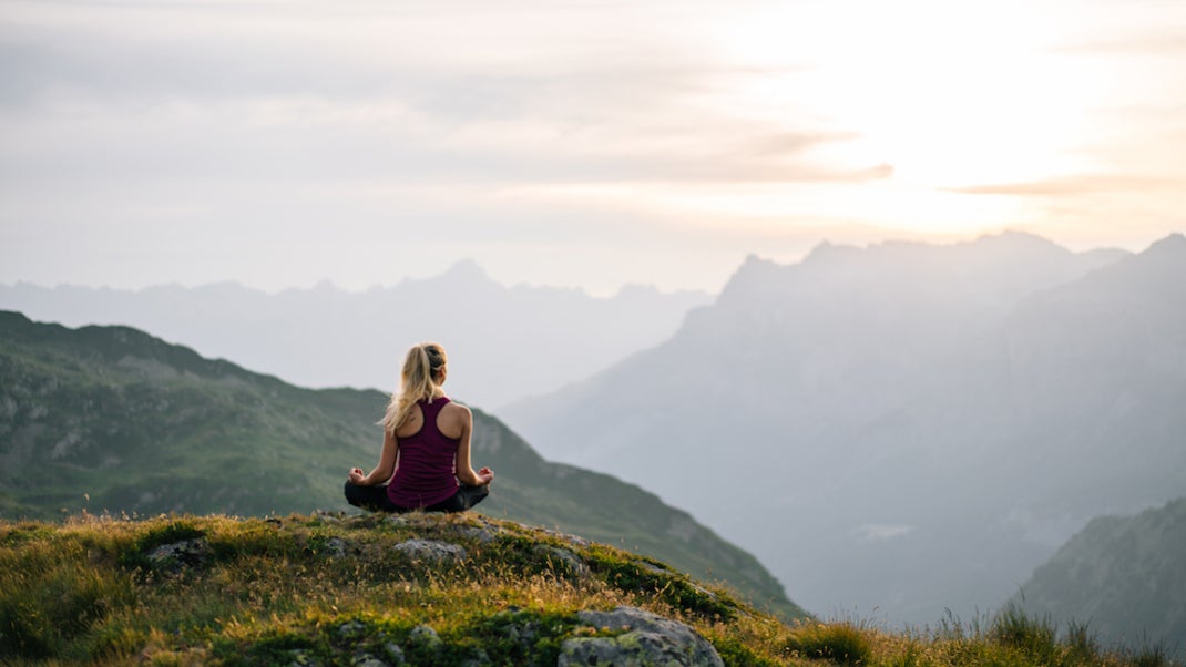 Snow capped mountains distant