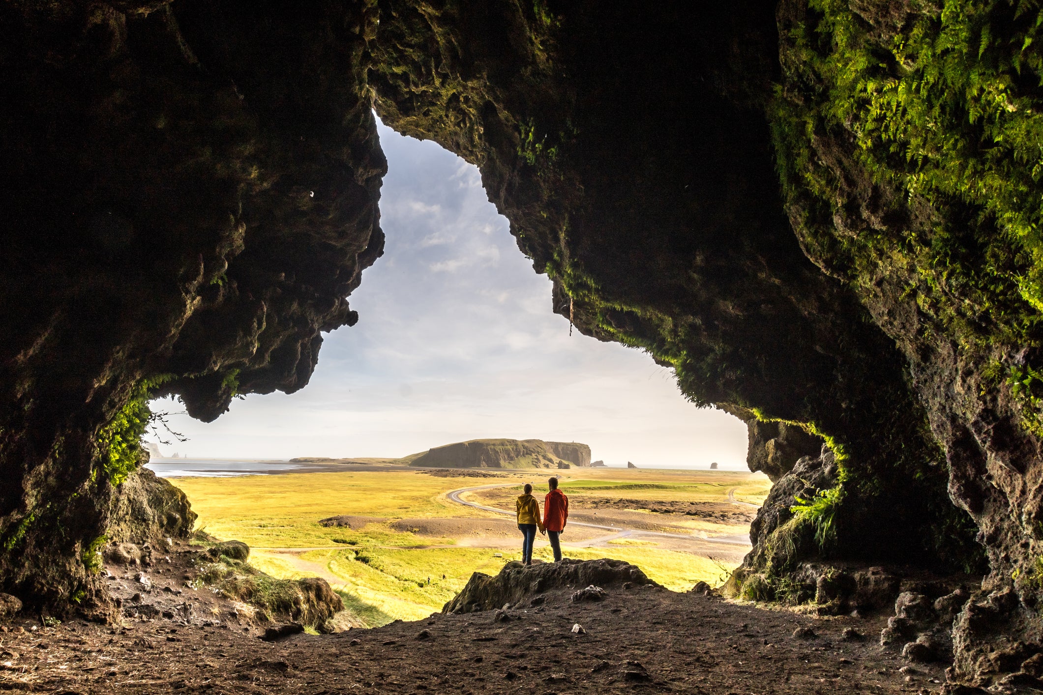 Inside a cave