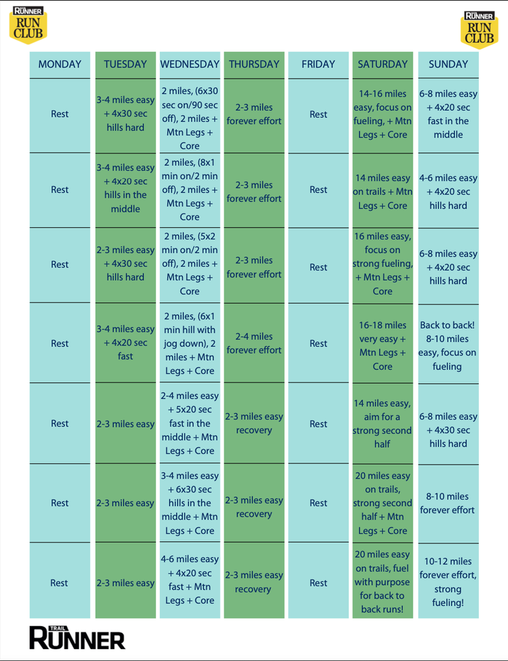 16-Week Trail Marathon Training Plan