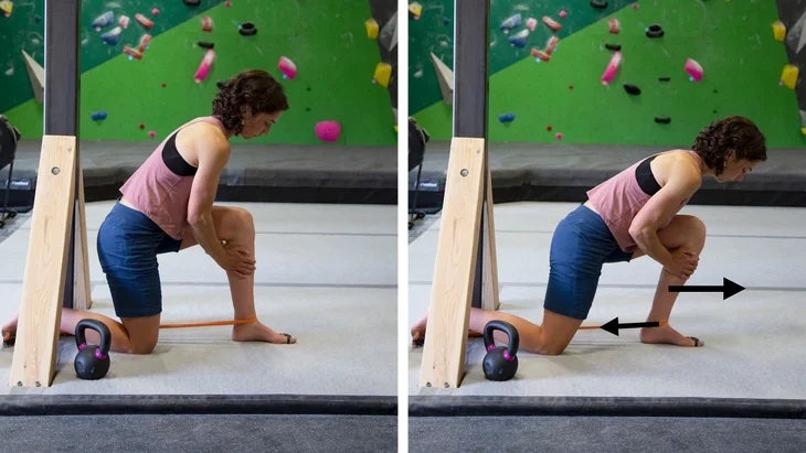 Woman strengthening her ankles