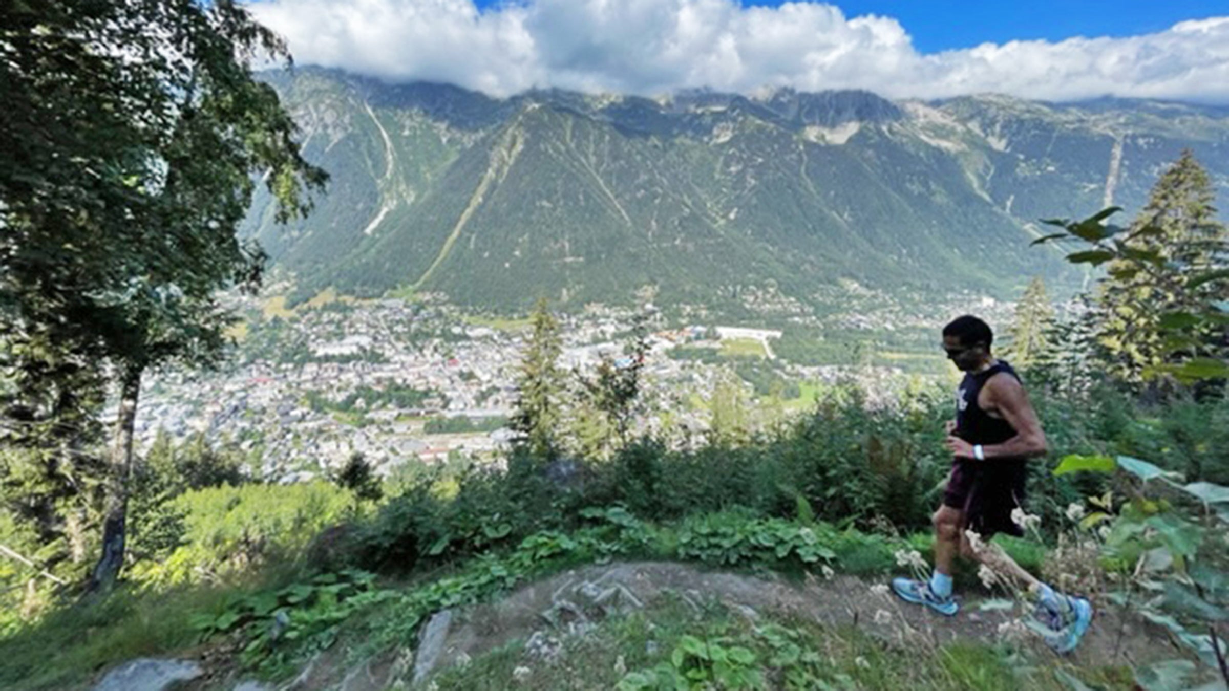 trail runner in European mountains