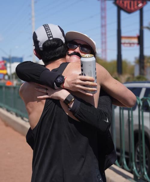 Hugging after the finish