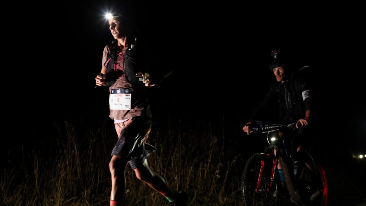 Courtney Dauwalter before she DNFed at Lac Combal (68K) during 2026 UTMB.